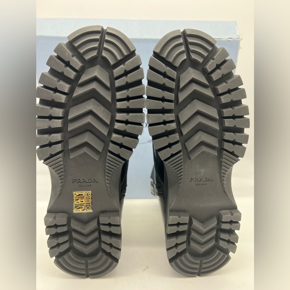 Prada Lug-Sole Leather Combat Boots - Picture 12 of 15